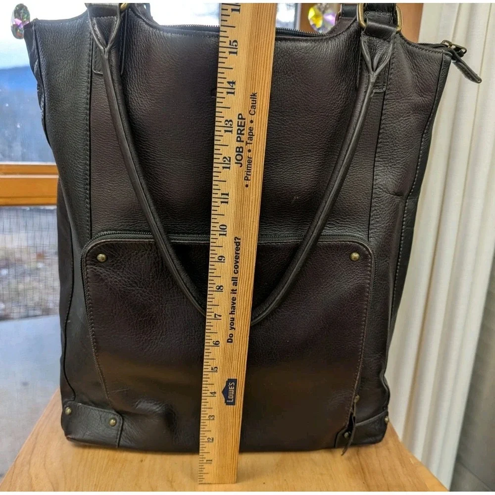 Solo Leather Laptop Brown Bag Tote Double Straps Trolley Sleeve